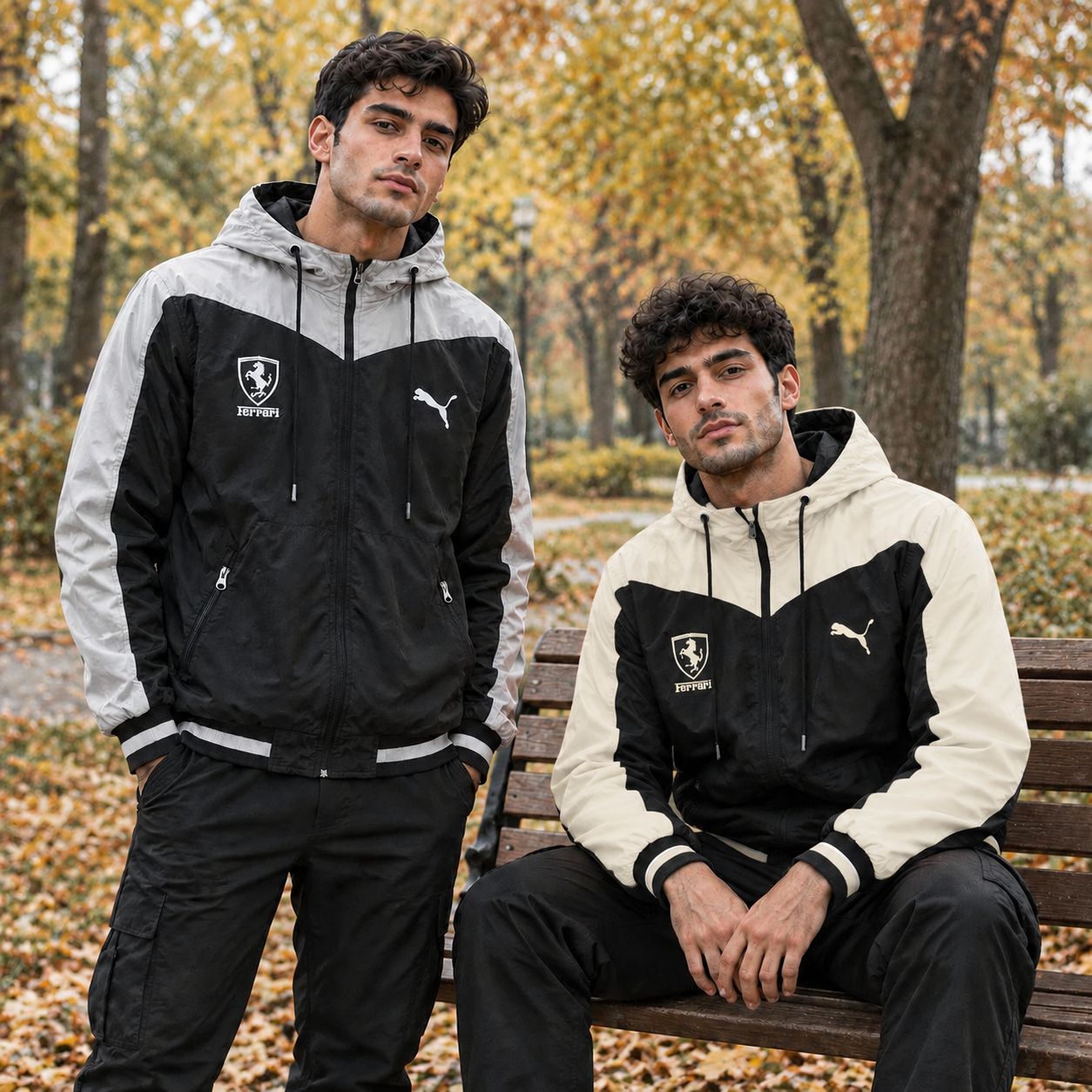 کاپشن مشکی طوسی مردانه مدل Ferrari